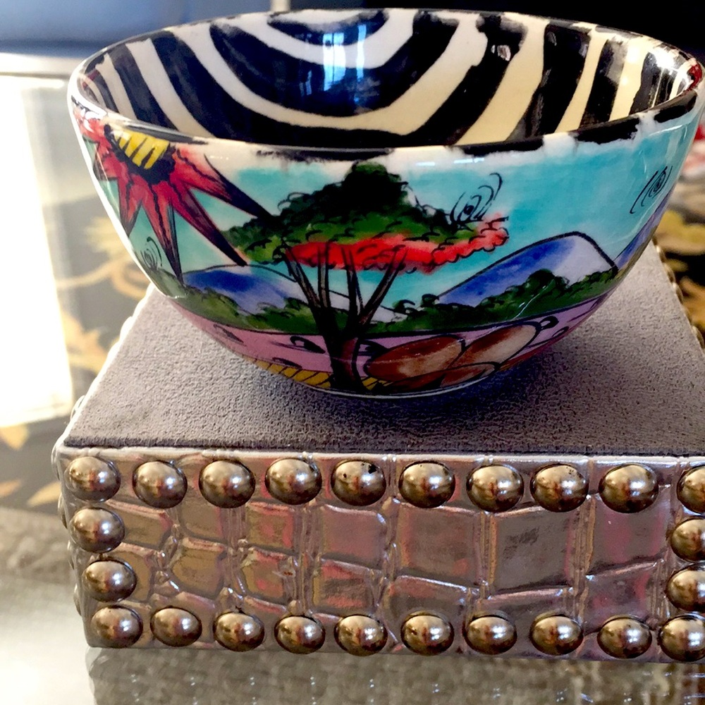 Hand painted bowl & serving spoon from Africa